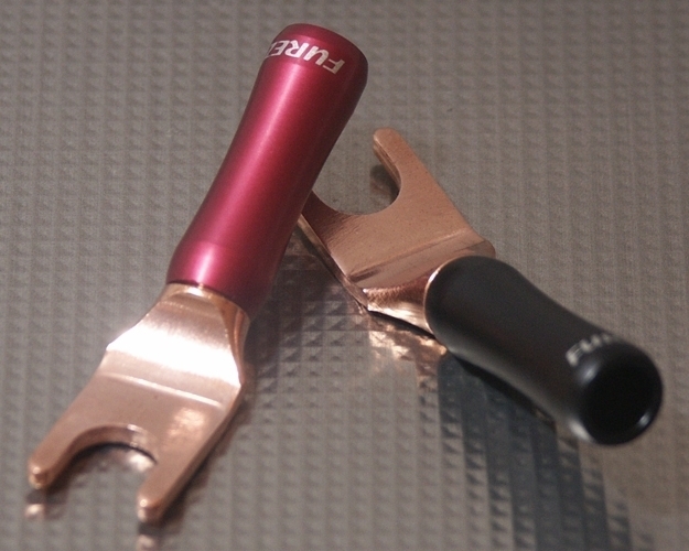 Furez SP8 WP38NP Bare Copper Spade Speaker Connectors Pair