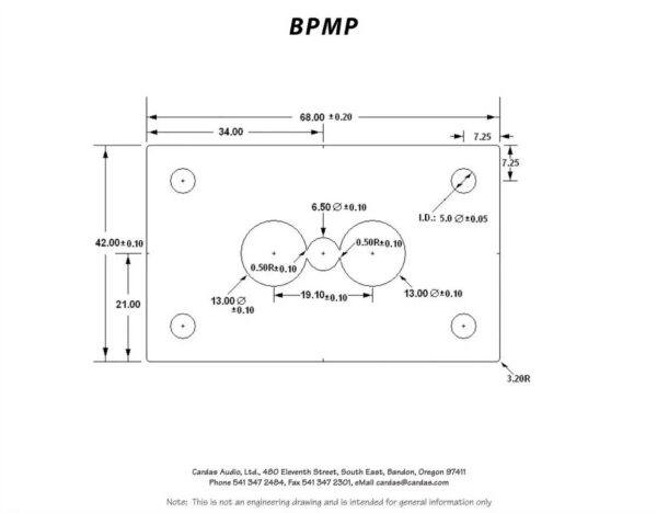 Cardas Audio BPMP Binding Post Mounting Plate Drawing
