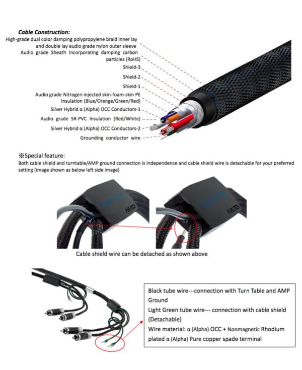 Furutech Project V1-T Tone Arm Phono Cable 1.5M