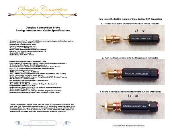 Douglas Connection BRAVO Analog Interconnect Cables 3 ft. Pair