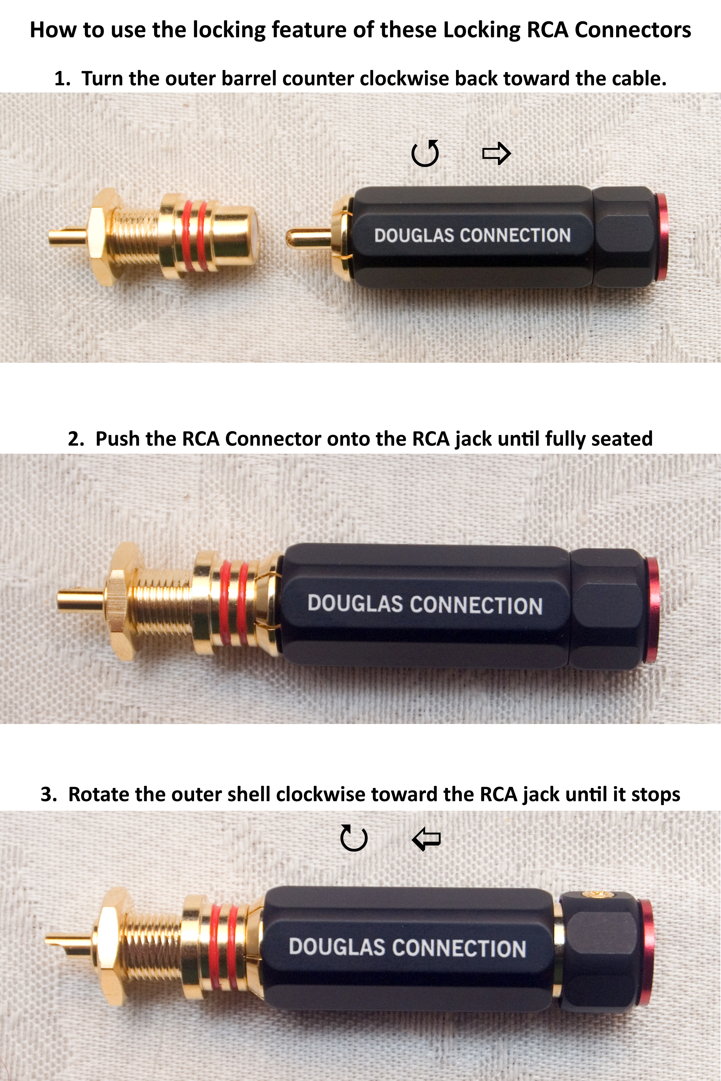 GLS Audio 4 Locking RCA Plugs Component Plug 