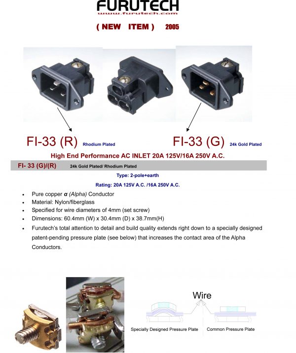 Furutech FI-33 20A IEC AC Inlet